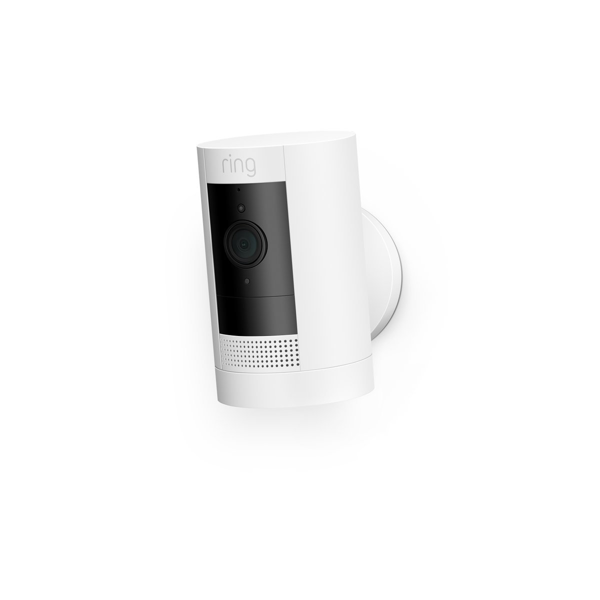 Ring Outdoor Cam (Stick Up Cam) Battery in white, front angle view