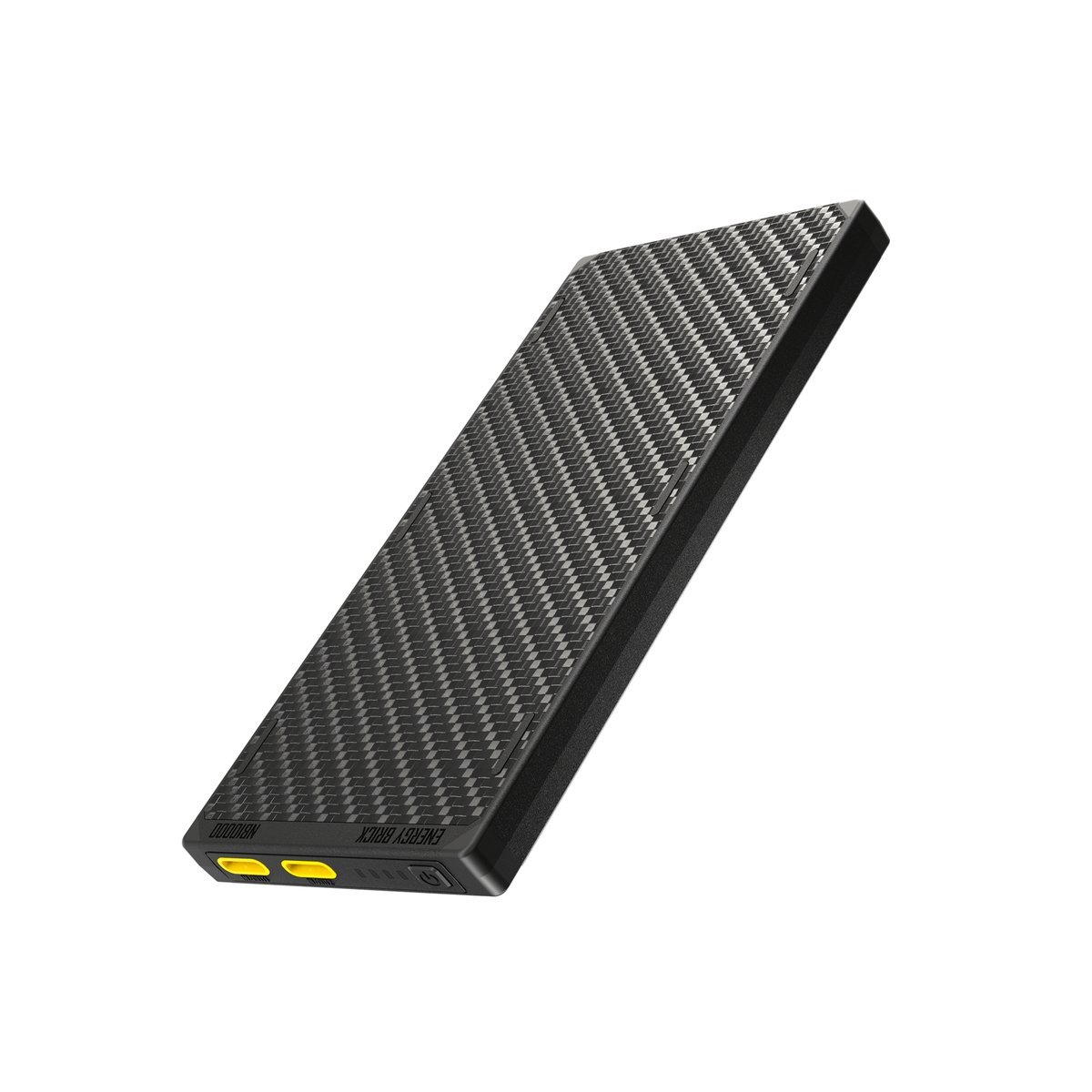 Nitecore NB10000 Gen 3, angled front view showing the carbon fiber shell and dual USB-C ports, product photo 1 of 3