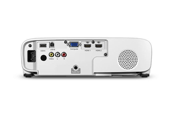 Epson Home Cinema 1080, rear panel with two HDMI ports, VGA, composite video and audio out, product photo 3 of 3