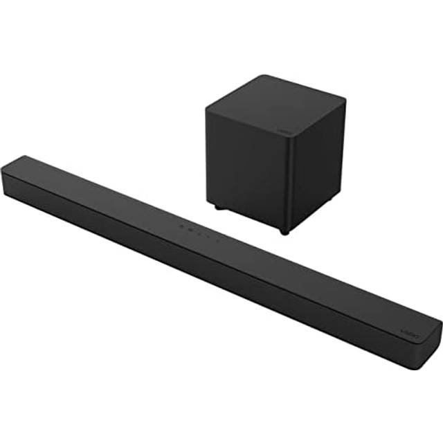 Vizio V21x-J8 soundbar system, angled view