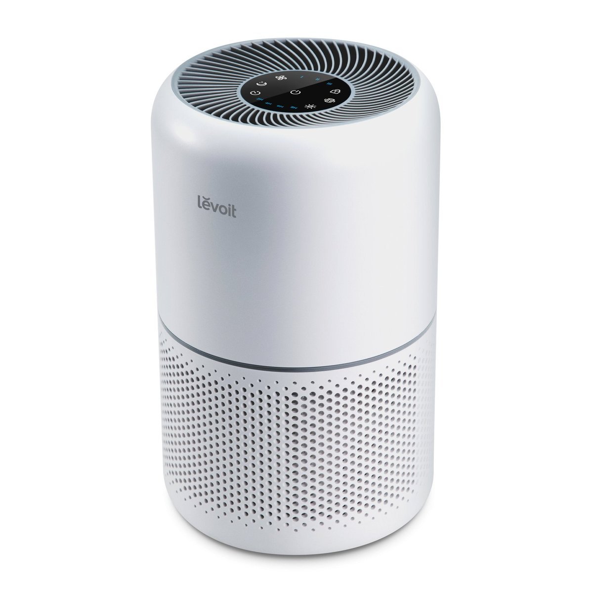 Levoit Core 300-P air purifier at an angle showing the intake grille