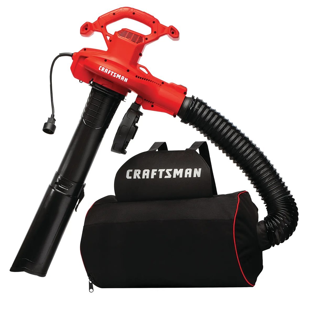 Craftsman CMEBL7000 blower vacuum with its backpack collection bag and hose