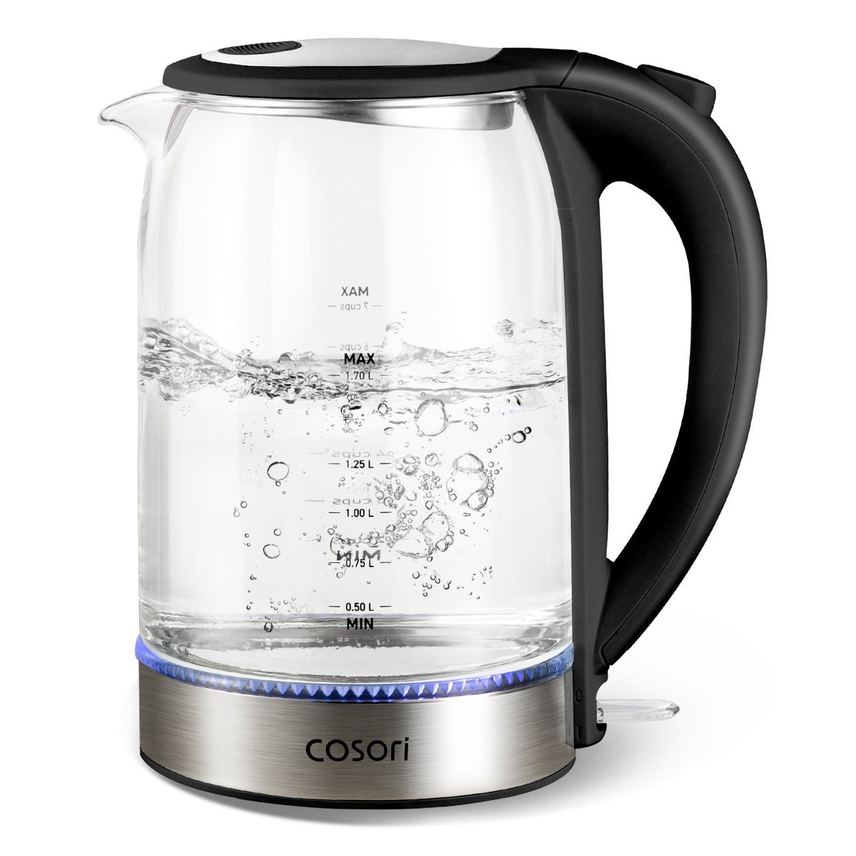COSORI GK172-CO glass electric kettle in black, product photo 1 of 3
