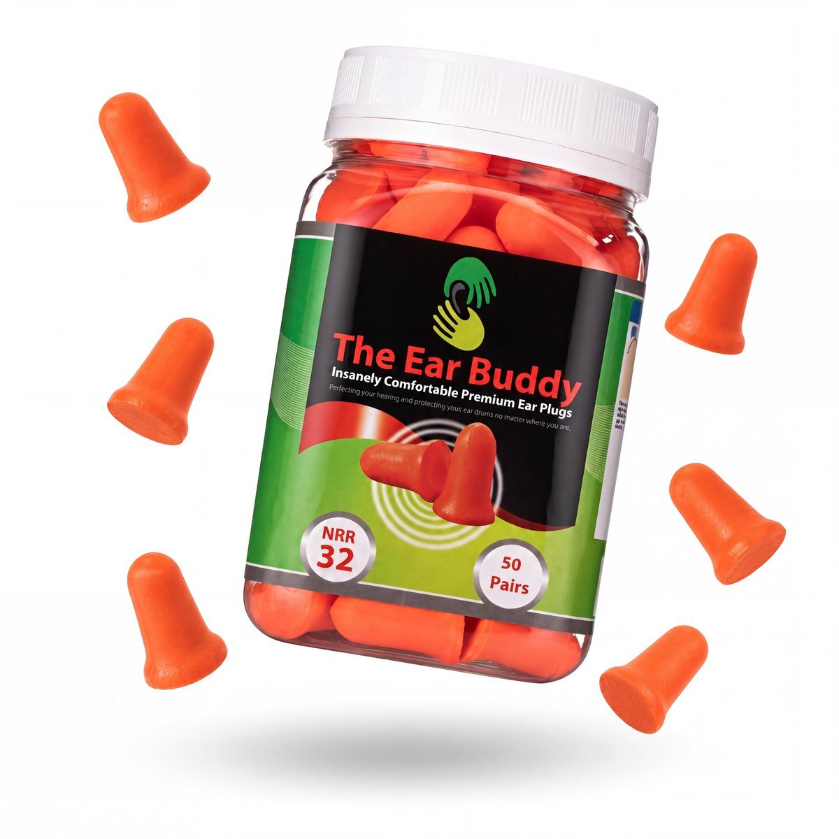 The Ear Buddy Premium Soft Foam Ear Plugs jar, product photo 1 of 3