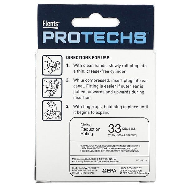 Flents Protechs Quiet Contour box back with fitting directions, product photo 3 of 3
