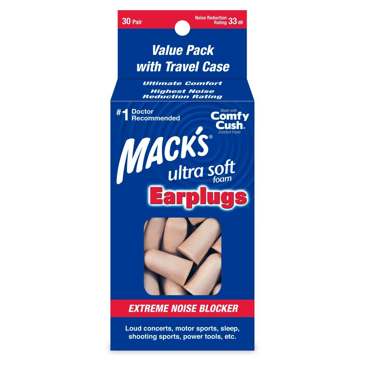 Mack's Ultra Soft Foam Earplugs 30 pair pack, product photo 1 of 3