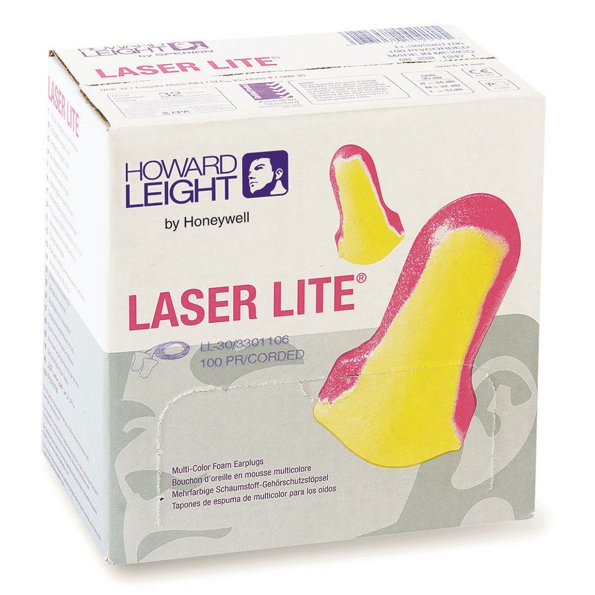 Howard Leight Laser Lite LL-30 Corded Earplugs, 100 Pair Box, product photo 1 of 3