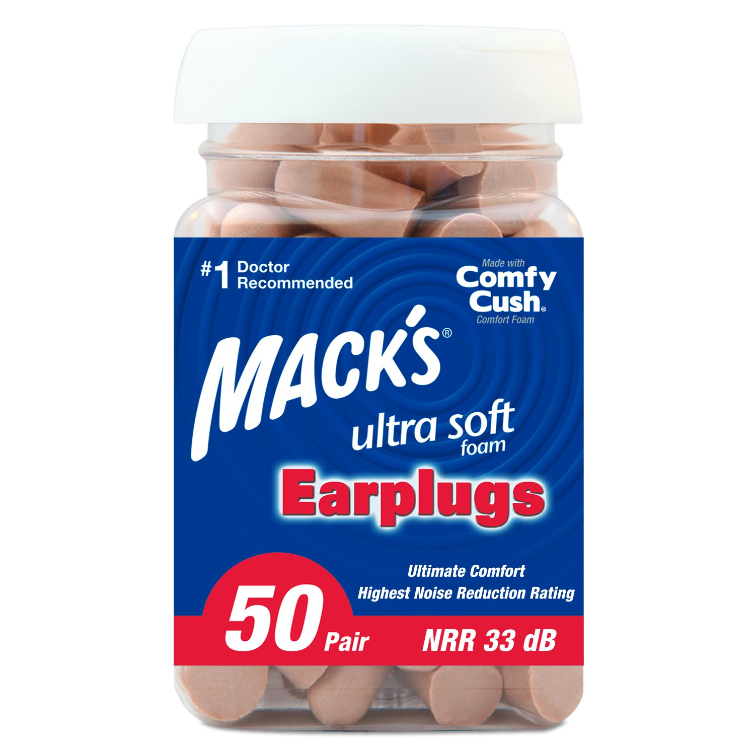 Mack's Ultra Soft Foam Earplugs, 50 Pair Jar, product photo 2 of 3